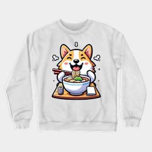 cute corgi eating ramen Crewneck Sweatshirt